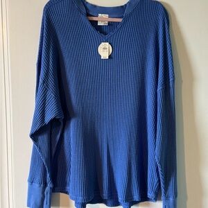 Blue Aerie OFFLINE Waffle Knit Top